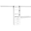 ClosetMaid SuiteSymphony Modern Hanging Closet Kit Includes (1) Tower, (3) Closet Rods, (4) Shelves, (3) Top Shelves w/Brackets, and (4) Drawers, White