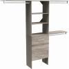 ClosetMaid SuiteSymphony Wood Closet Organizer Kit with Tower, 3 Hang Rods, Top Shelves, 3 Drawers, Modern, Fits Spaces 6-10 ft. Wide, Graphite Grey
