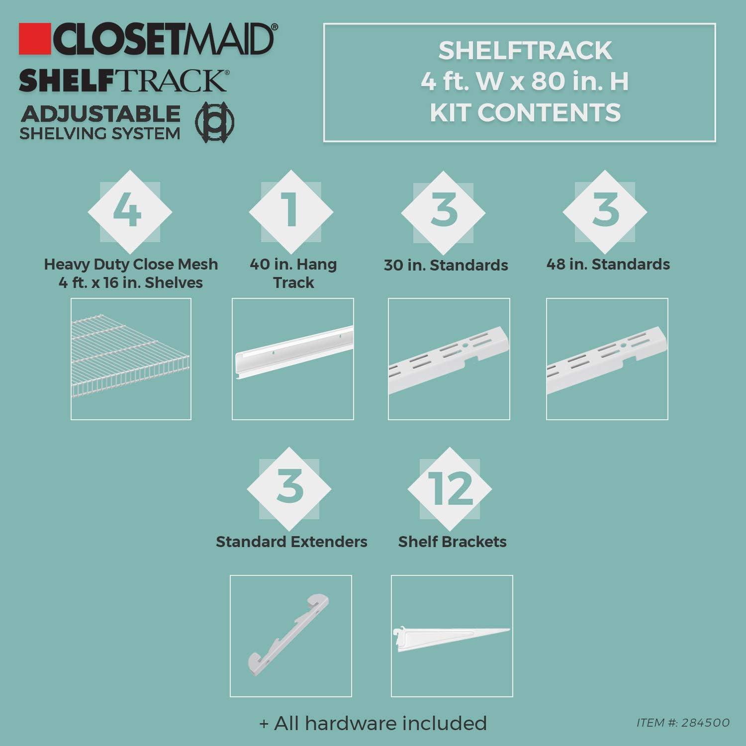 imageClosetMaid 2845 ShelfTrack 4ft Pantry Organizer Kit WhiteWhite