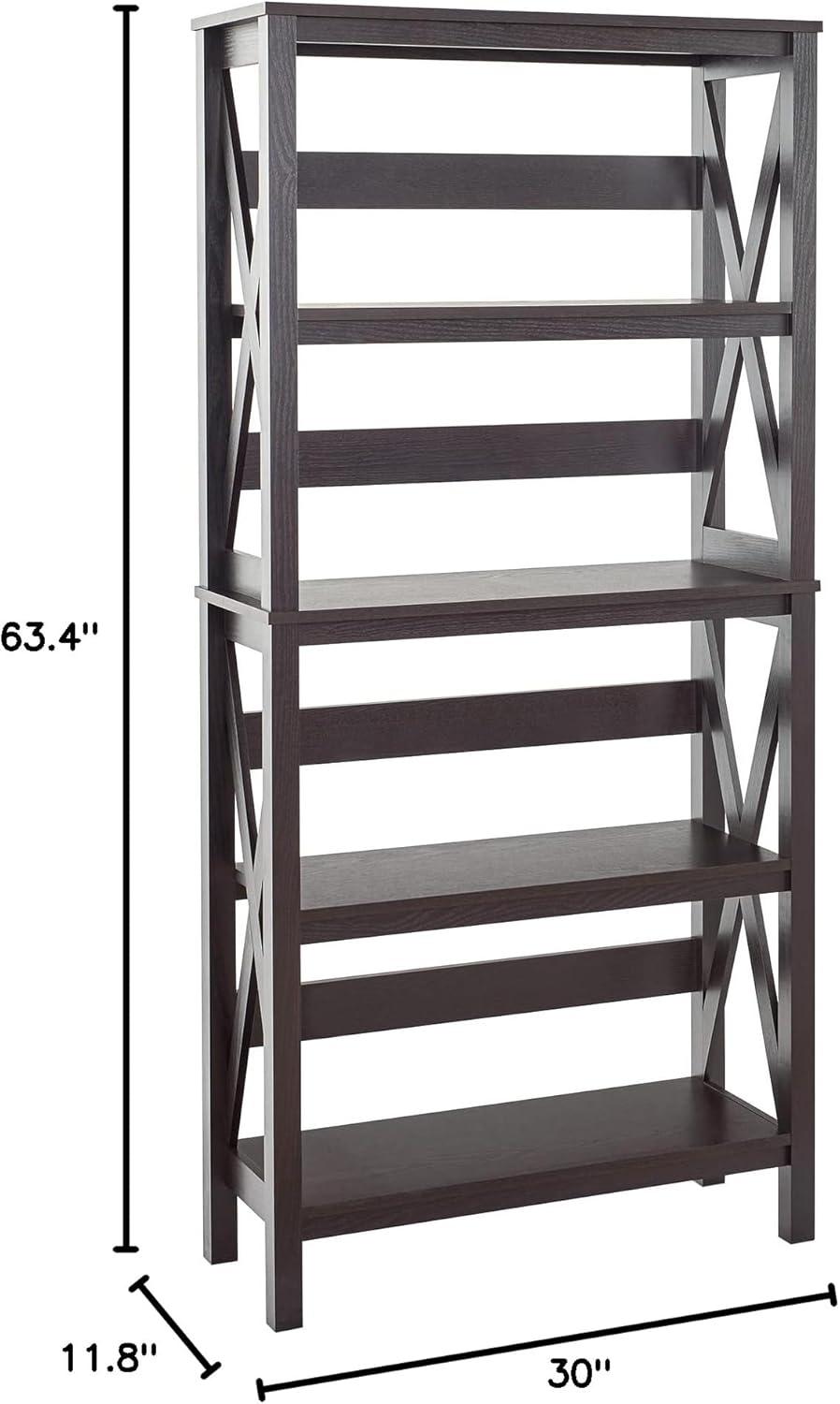 imageClosetMaid 3955 XFrame Design 5Shelf Bookshelf or Bookcase Black Walnut Wood