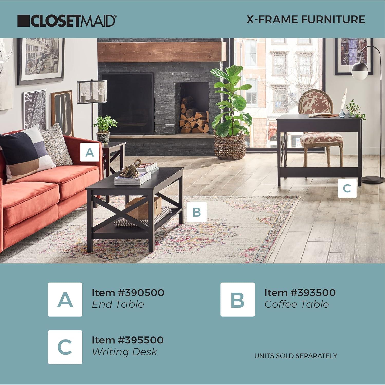 imageClosetMaid 3955 XFrame Design Writing Desk or Console Table with Drawers Black Walnut WoodBlack Walnut Wood