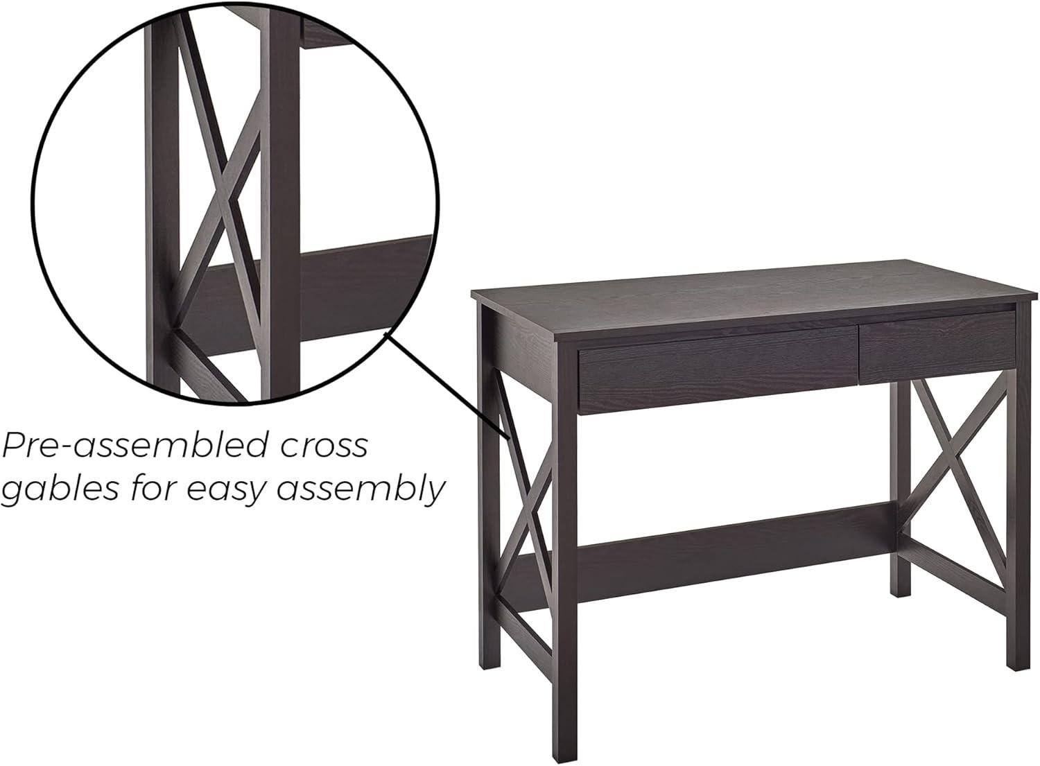 imageClosetMaid 3955 XFrame Design Writing Desk or Console Table with Drawers Black Walnut WoodBlack Walnut Wood