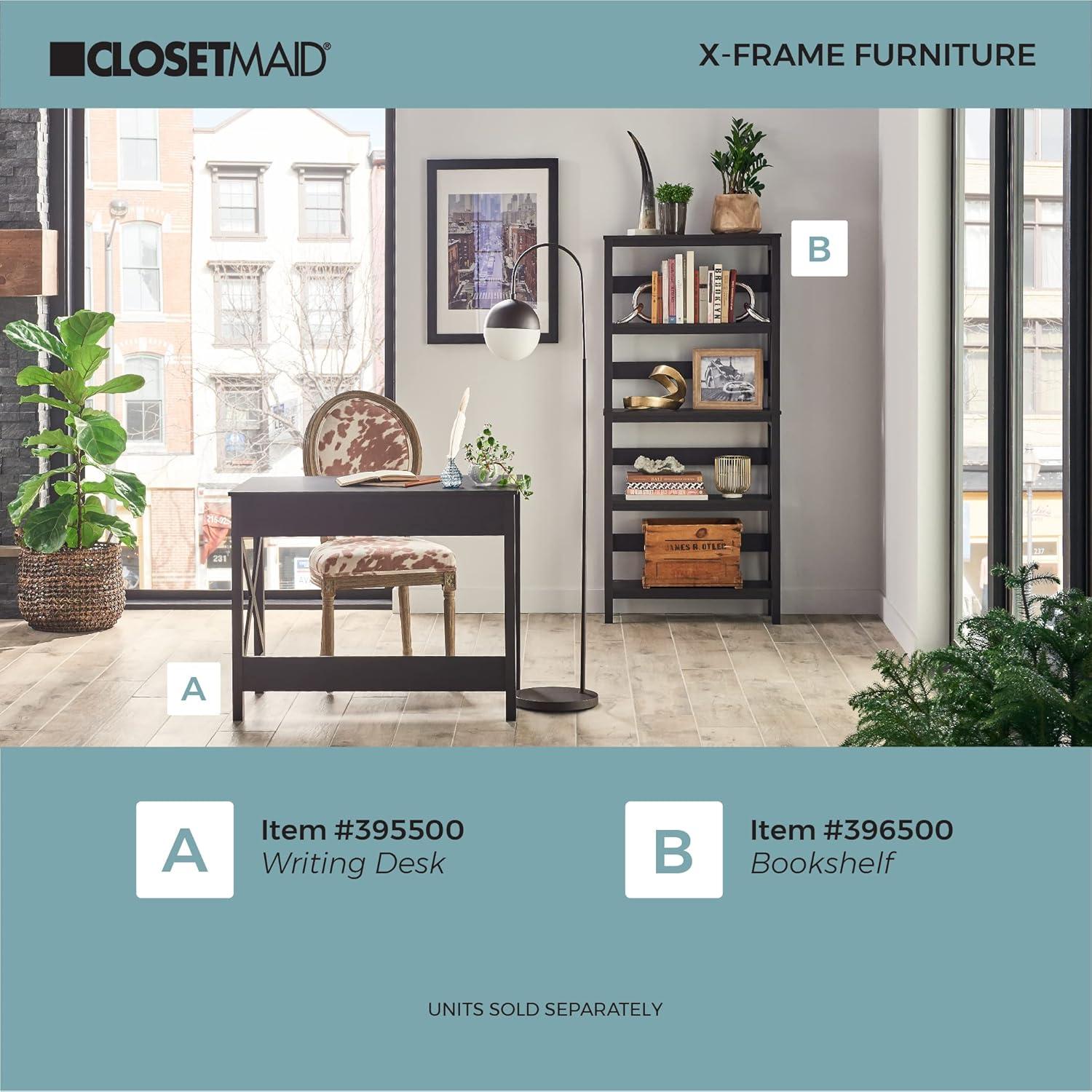 imageClosetMaid 3955 XFrame Design Writing Desk or Console Table with Drawers Black Walnut WoodBlack Walnut Wood