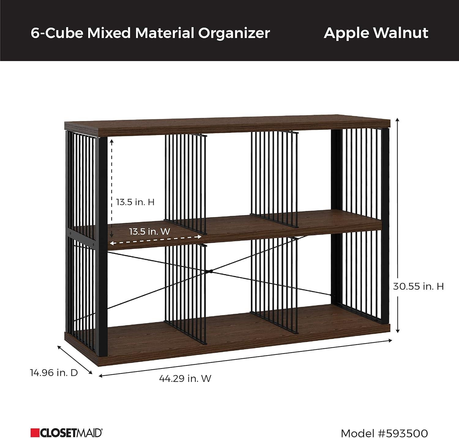 imageClosetMaid 4Cube Storage Organizer Bookshelf Storage Shelf Metal Frame Wood Shelves Easy Assembly BlackWheatBlackApple Walnut