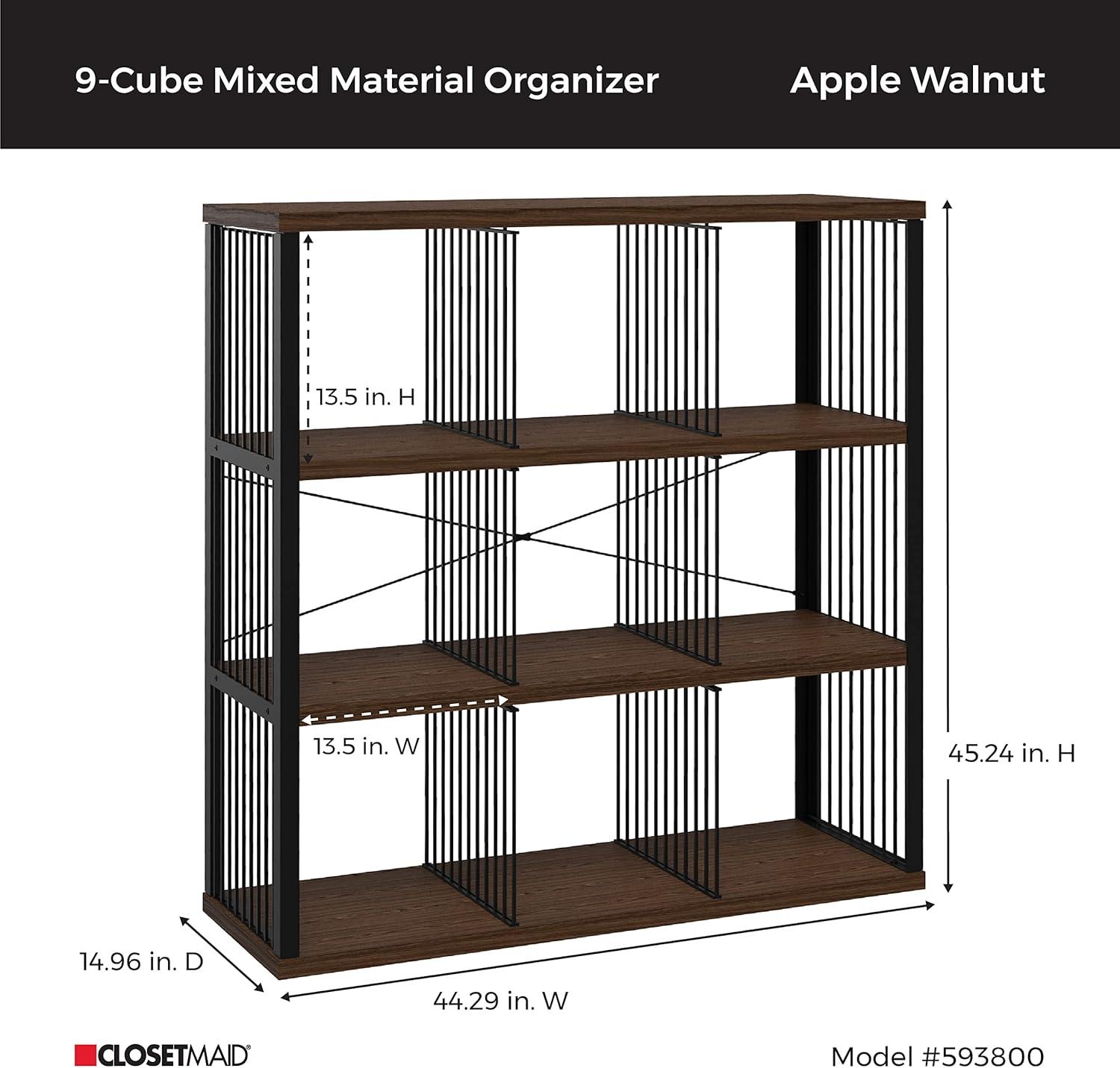 imageClosetMaid 4Cube Storage Organizer Bookshelf Storage Shelf Metal Frame Wood Shelves Easy Assembly BlackWheatBlackApple Walnut