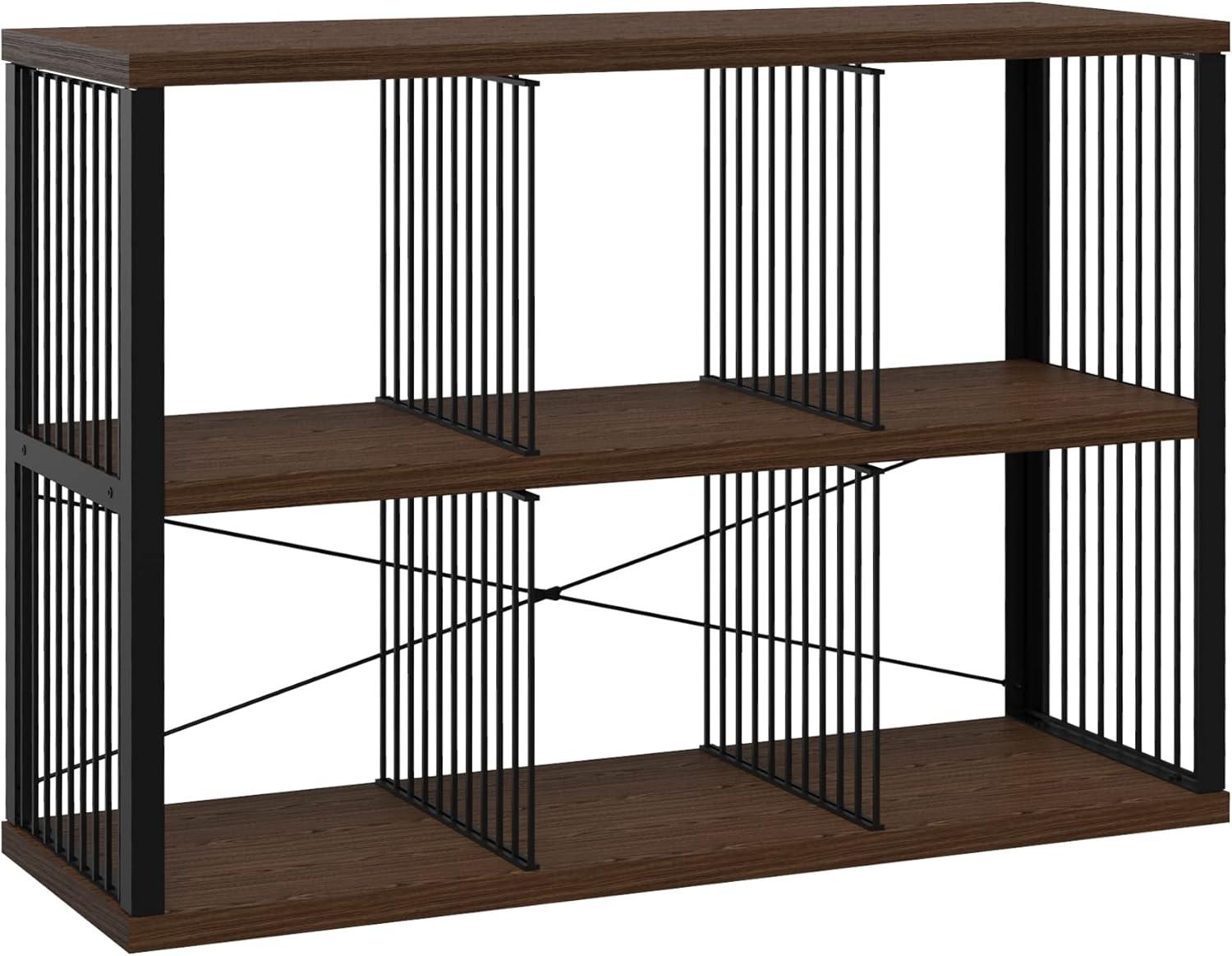 imageClosetMaid 4Cube Storage Organizer Bookshelf Storage Shelf Metal Frame Wood Shelves Easy Assembly BlackWheatBlackApple Walnut