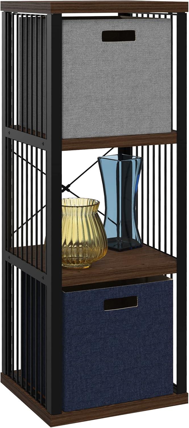 imageClosetMaid 4Cube Storage Organizer Bookshelf Storage Shelf Metal Frame Wood Shelves Easy Assembly BlackWheatBlackApple Walnut