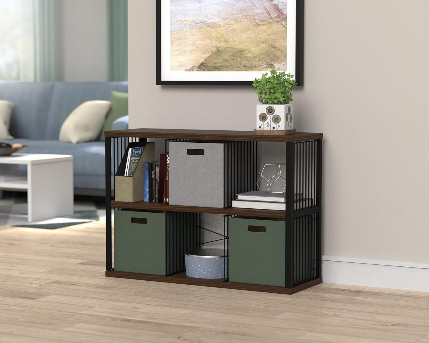 imageClosetMaid 4Cube Storage Organizer Bookshelf Storage Shelf Metal Frame Wood Shelves Easy Assembly BlackWheatBlackApple Walnut