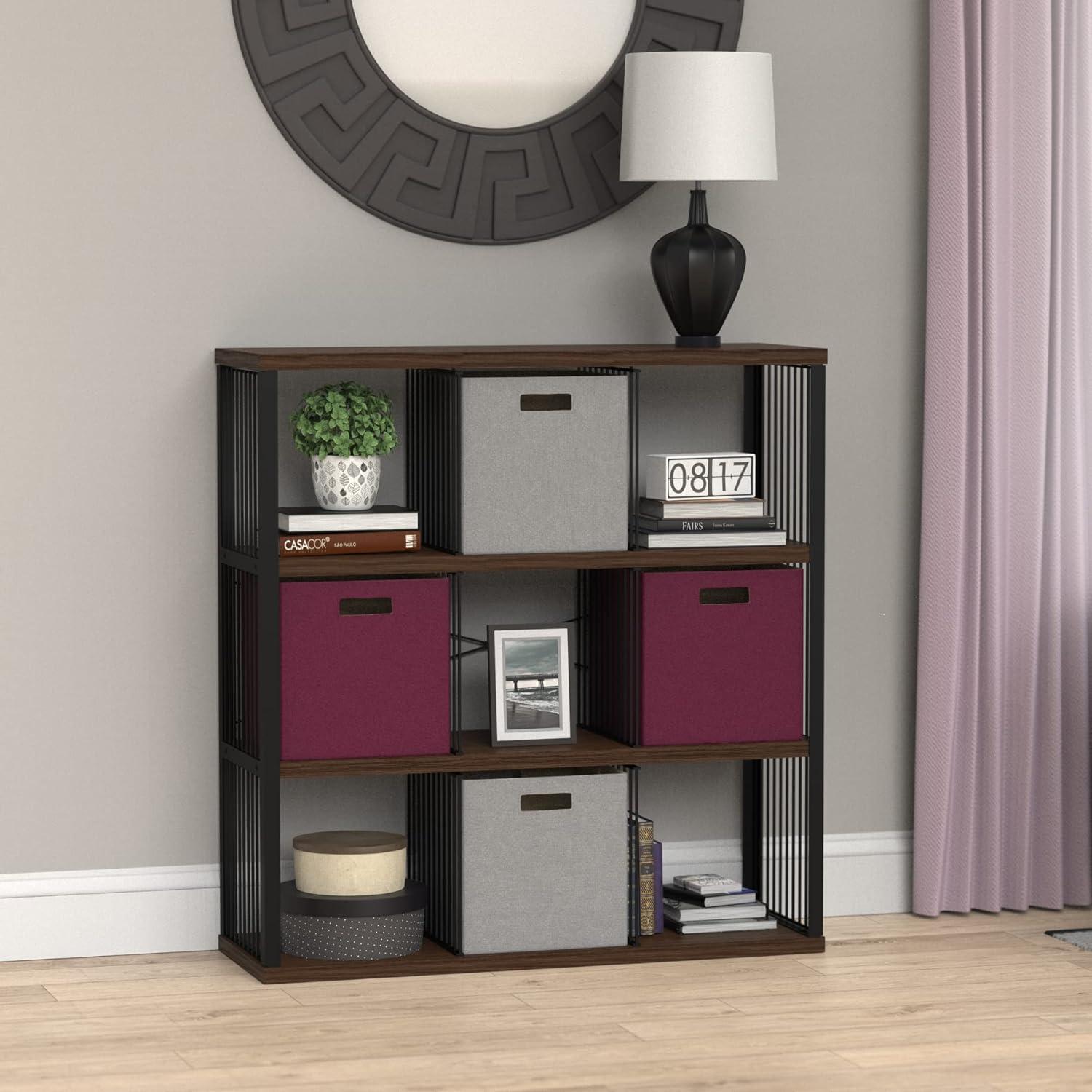 imageClosetMaid 4Cube Storage Organizer Bookshelf Storage Shelf Metal Frame Wood Shelves Easy Assembly BlackWheatBlackApple Walnut