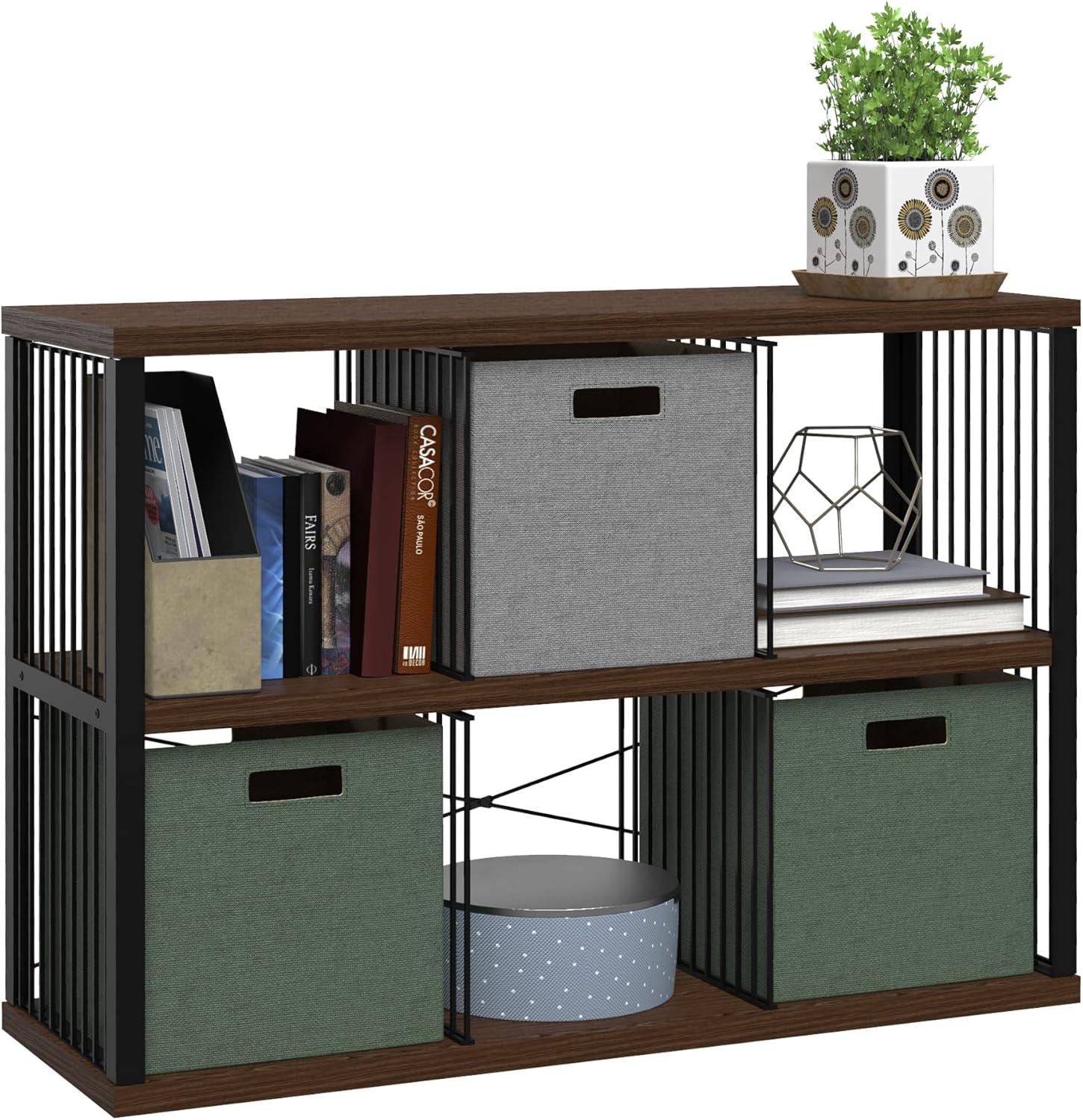 imageClosetMaid 4Cube Storage Organizer Bookshelf Storage Shelf Metal Frame Wood Shelves Easy Assembly BlackWheatBlackApple Walnut