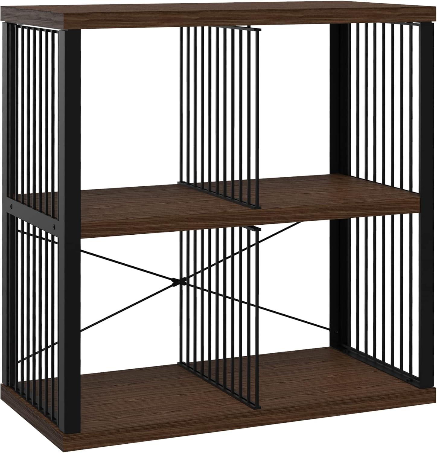 imageClosetMaid 4Cube Storage Organizer Bookshelf Storage Shelf Metal Frame Wood Shelves Easy Assembly BlackWheatBlackApple Walnut