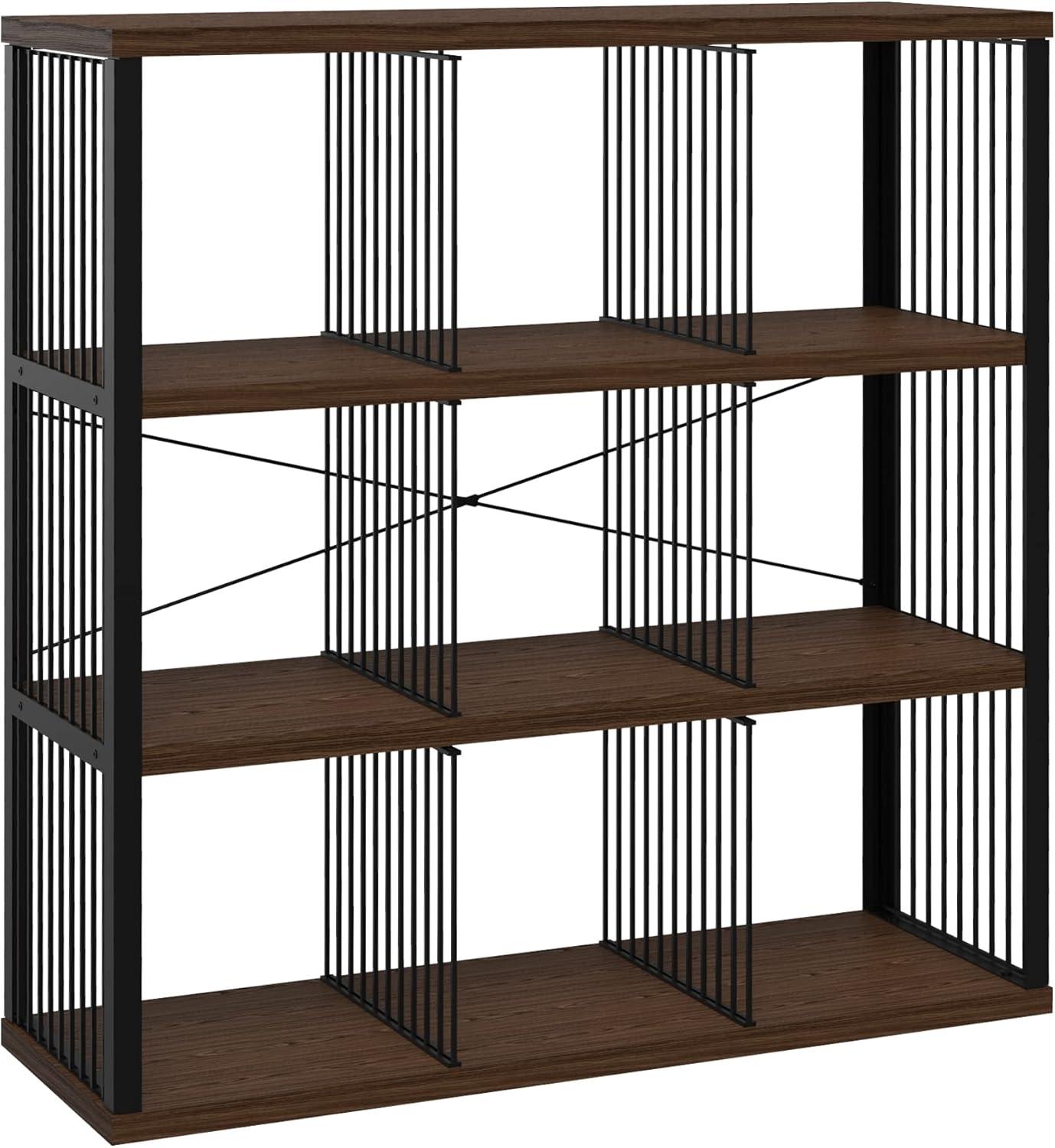 imageClosetMaid 4Cube Storage Organizer Bookshelf Storage Shelf Metal Frame Wood Shelves Easy Assembly BlackWheatBlackApple Walnut