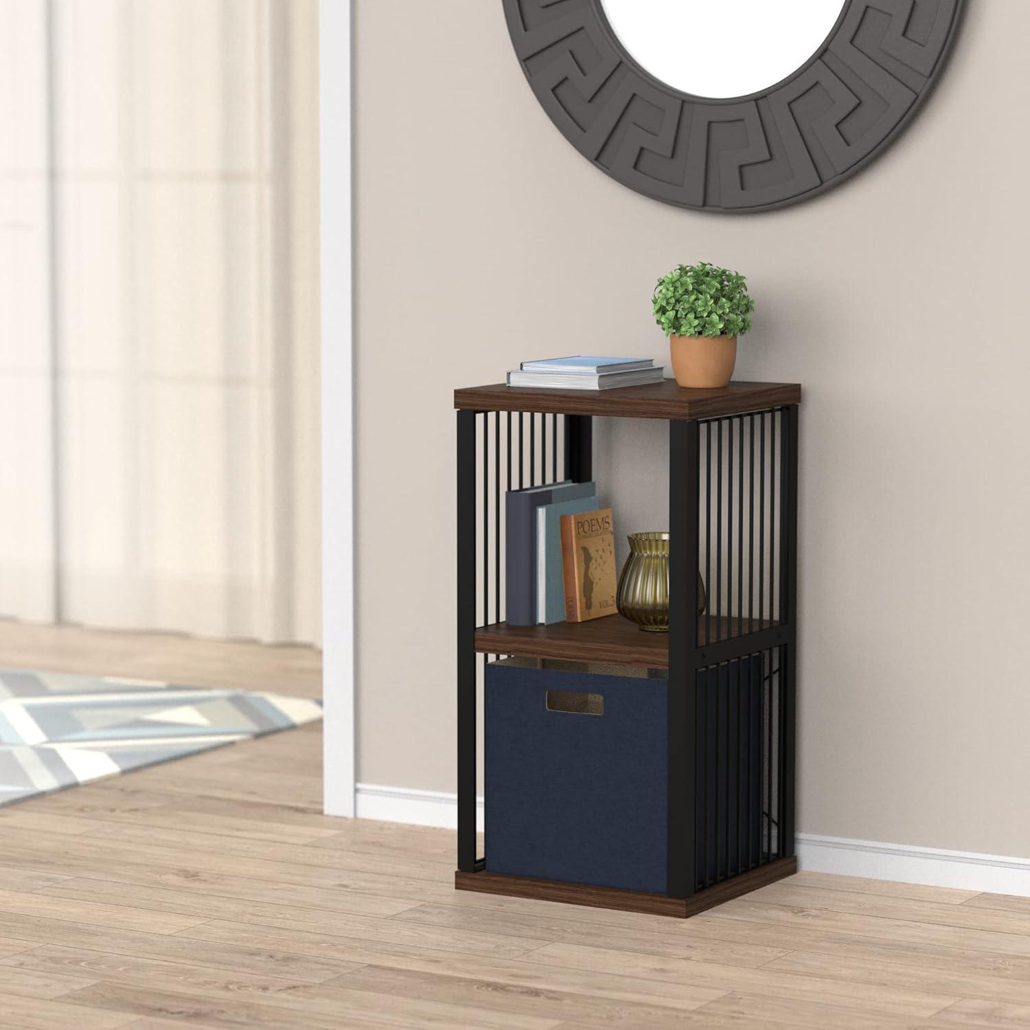 imageClosetMaid 4Cube Storage Organizer Bookshelf Storage Shelf Metal Frame Wood Shelves Easy Assembly BlackWheatBlackApple Walnut