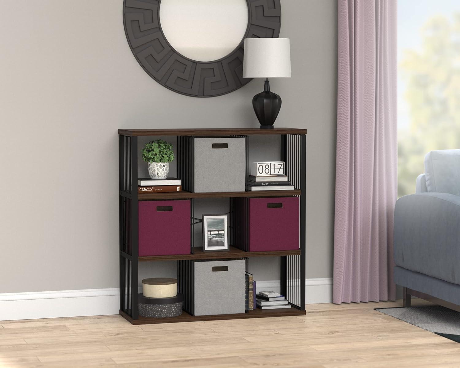 imageClosetMaid 4Cube Storage Organizer Bookshelf Storage Shelf Metal Frame Wood Shelves Easy Assembly BlackWheatBlackApple Walnut