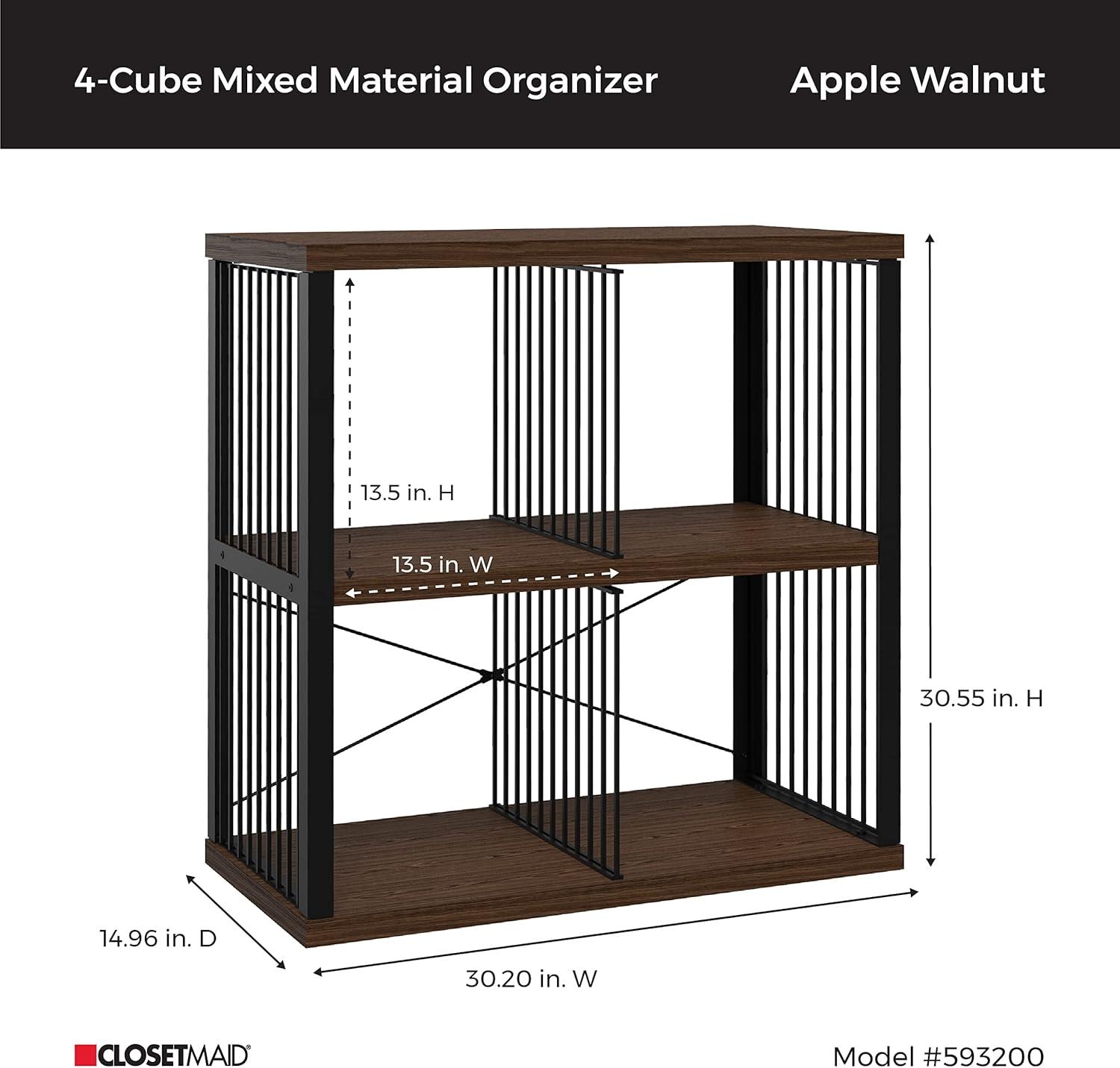 imageClosetMaid 4Cube Storage Organizer Bookshelf Storage Shelf Metal Frame Wood Shelves Easy Assembly BlackWheatBlackApple Walnut
