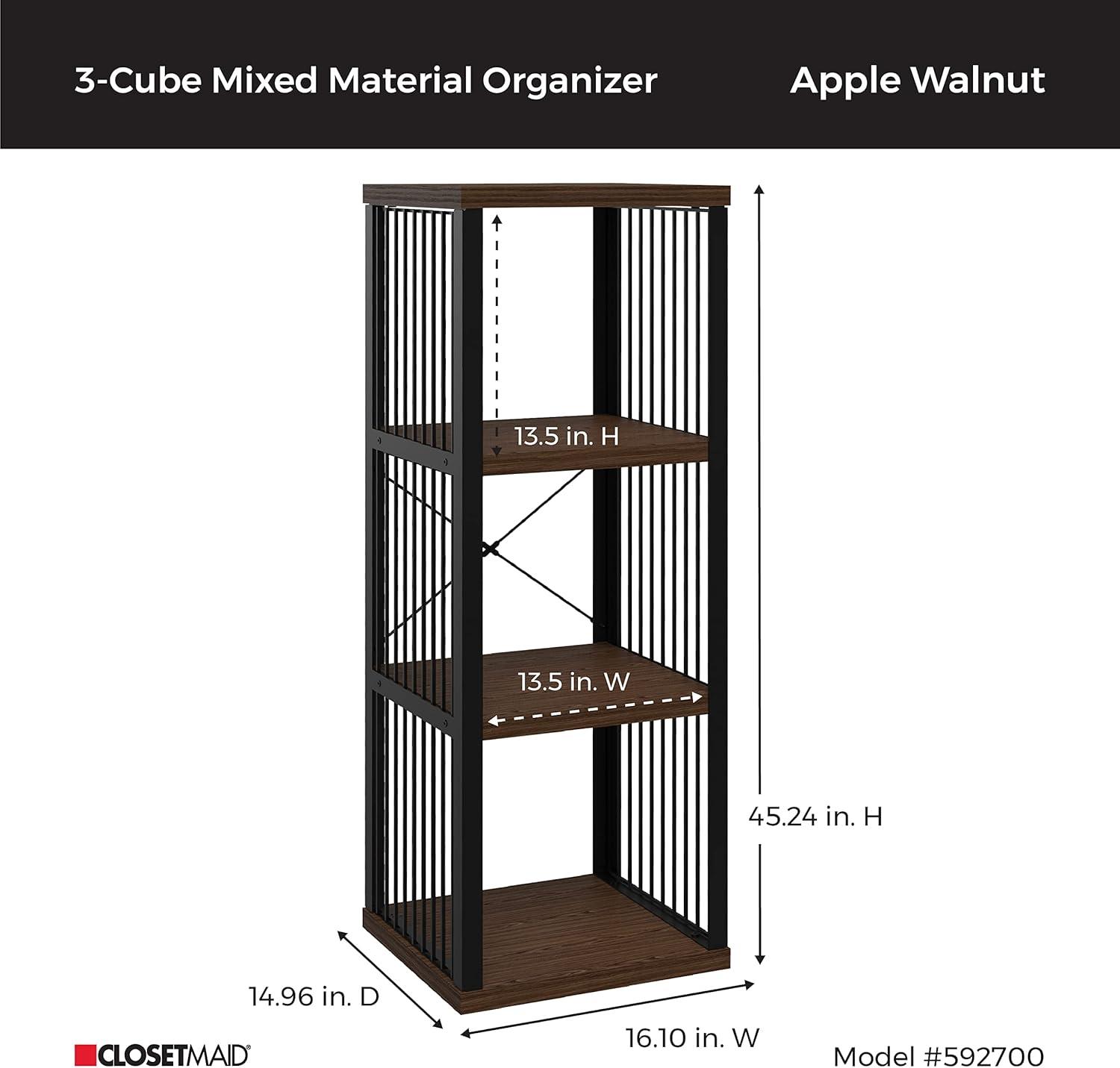 imageClosetMaid 4Cube Storage Organizer Bookshelf Storage Shelf Metal Frame Wood Shelves Easy Assembly BlackWheatBlackApple Walnut