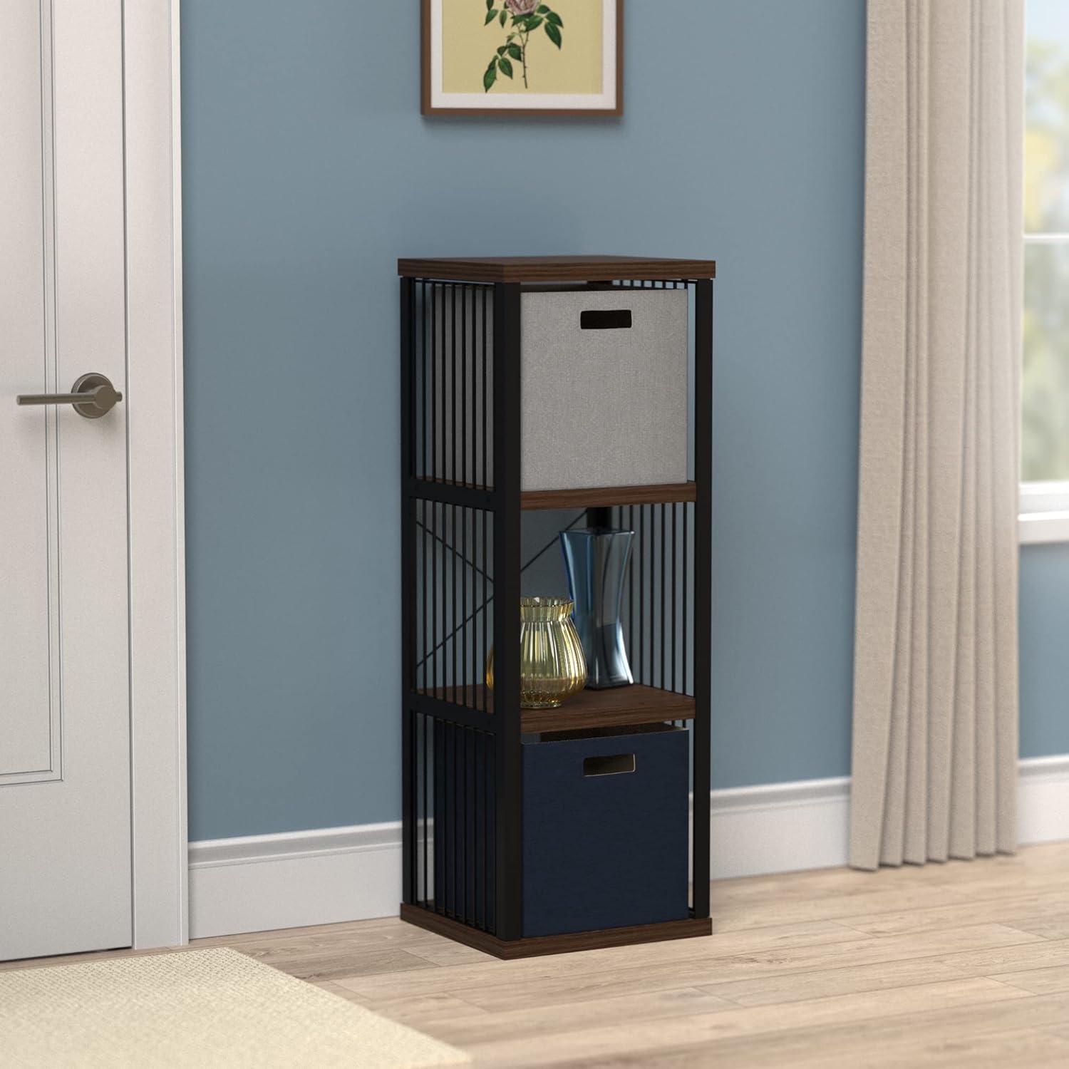 imageClosetMaid 4Cube Storage Organizer Bookshelf Storage Shelf Metal Frame Wood Shelves Easy Assembly BlackWheatBlackApple Walnut