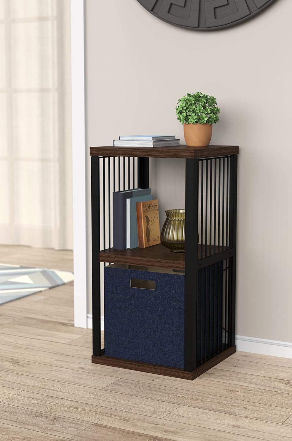 imageClosetMaid 4Cube Storage Organizer Bookshelf Storage Shelf Metal Frame Wood Shelves Easy Assembly BlackWheatBlackApple Walnut