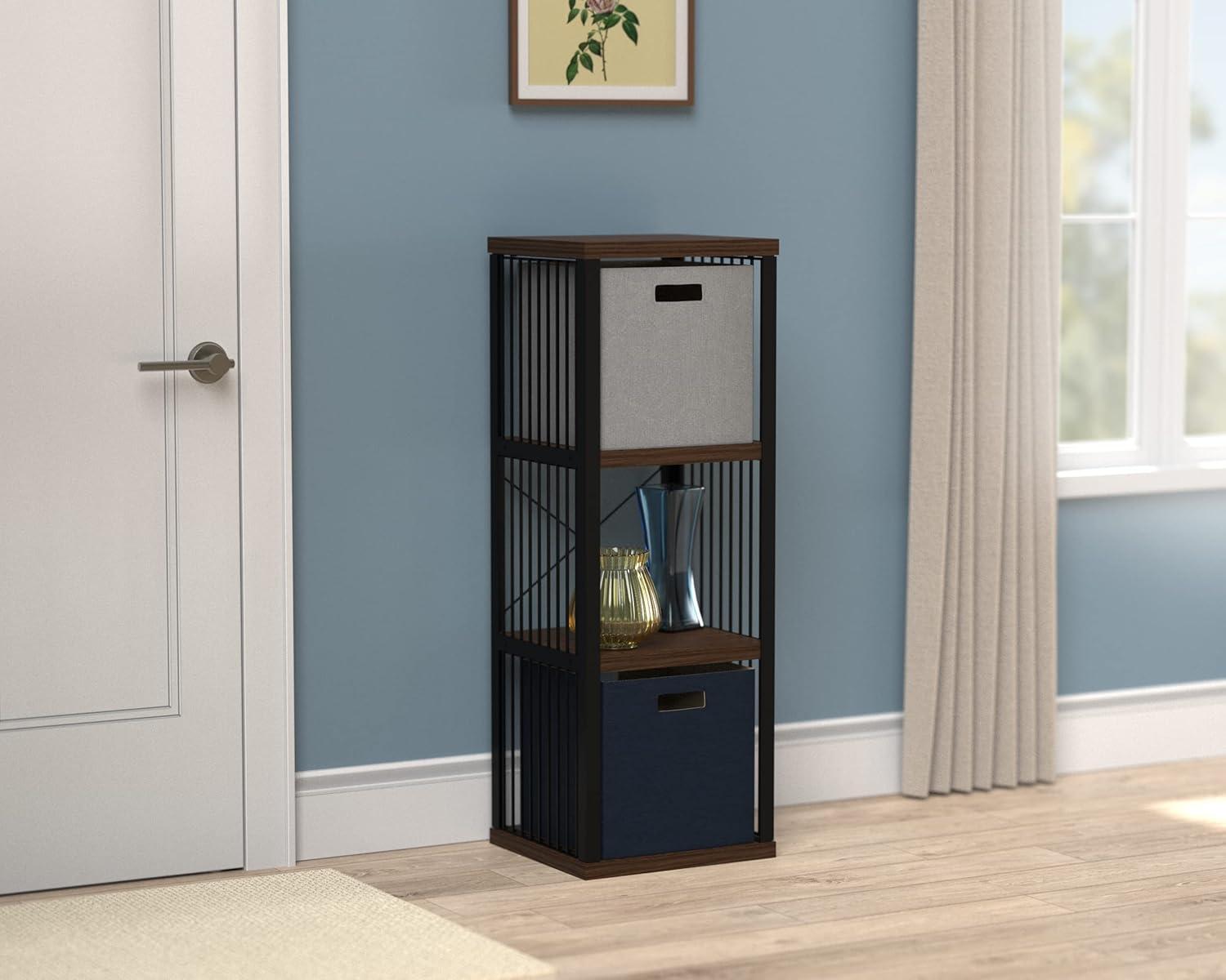 imageClosetMaid 4Cube Storage Organizer Bookshelf Storage Shelf Metal Frame Wood Shelves Easy Assembly BlackWheatBlackApple Walnut