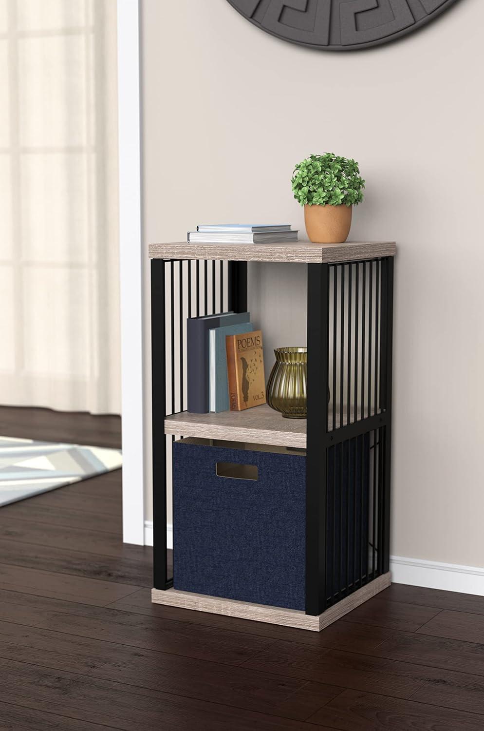 imageClosetMaid 4Cube Storage Organizer Bookshelf Storage Shelf Metal Frame Wood Shelves Easy Assembly BlackWheatBlackWeathered Gray