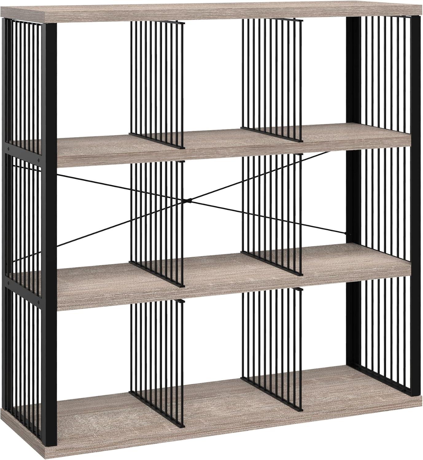 imageClosetMaid 4Cube Storage Organizer Bookshelf Storage Shelf Metal Frame Wood Shelves Easy Assembly BlackWheatBlackWeathered Gray