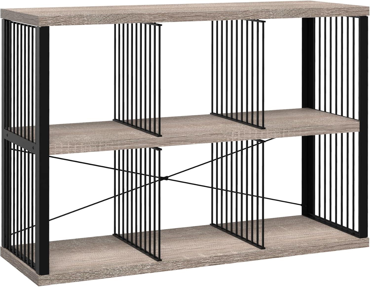 imageClosetMaid 4Cube Storage Organizer Bookshelf Storage Shelf Metal Frame Wood Shelves Easy Assembly BlackWheatBlackWeathered Gray