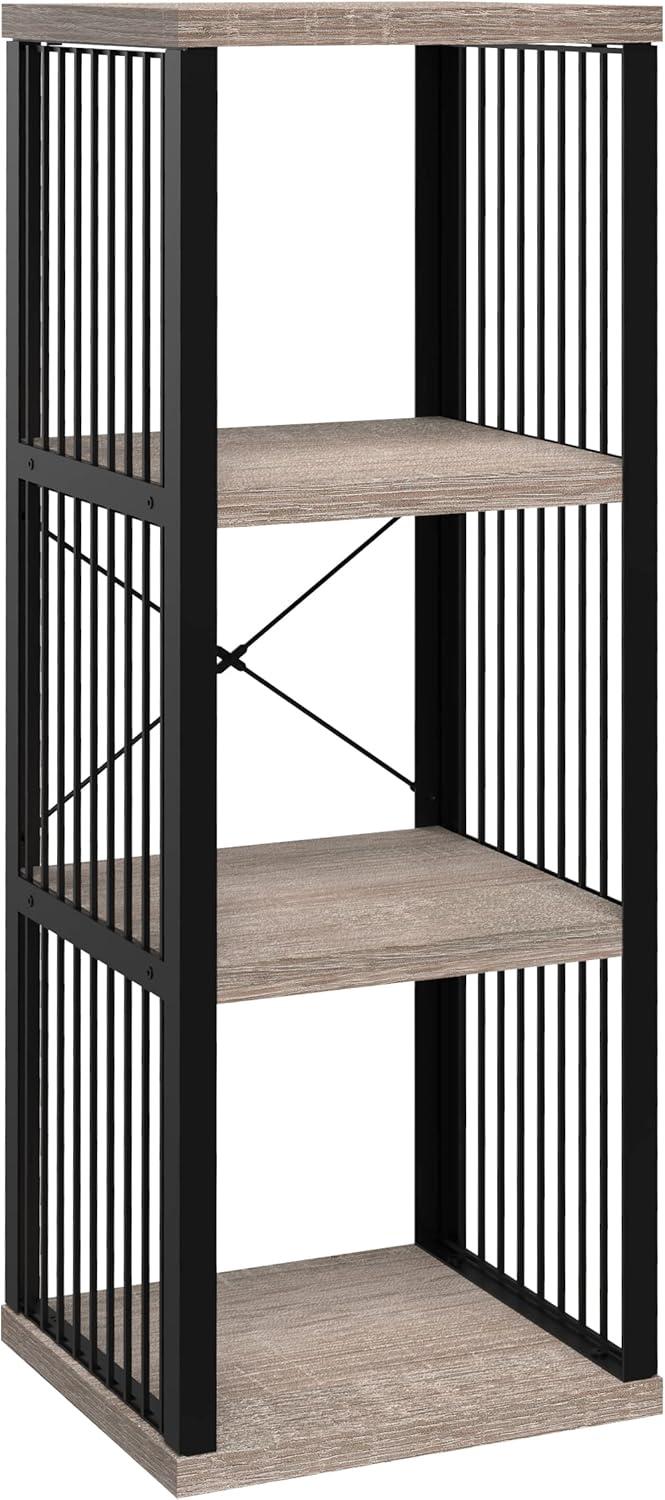 imageClosetMaid 4Cube Storage Organizer Bookshelf Storage Shelf Metal Frame Wood Shelves Easy Assembly BlackWheatBlackWeathered Gray