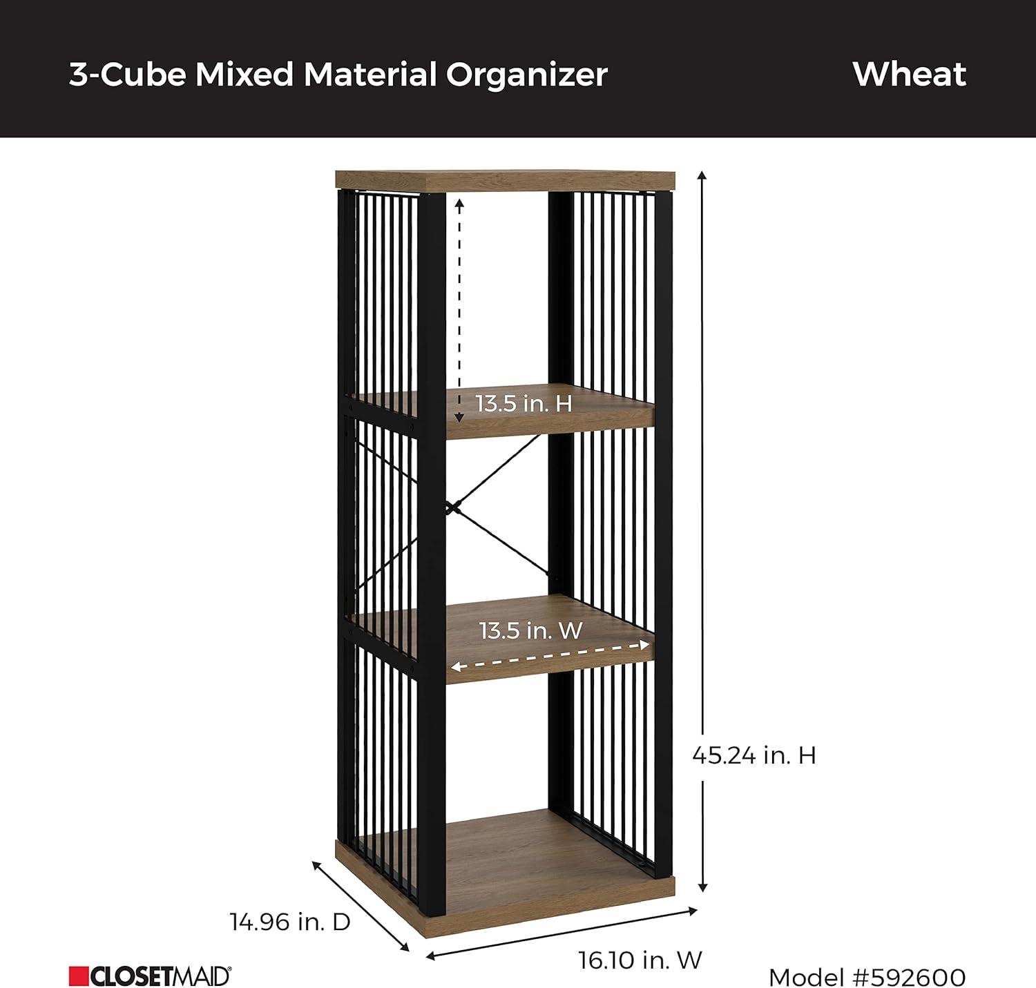 imageClosetMaid 4Cube Storage Organizer Bookshelf Storage Shelf Metal Frame Wood Shelves Easy Assembly BlackWheatBlackWheat