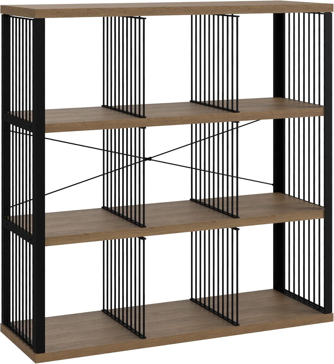 imageClosetMaid 4Cube Storage Organizer Bookshelf Storage Shelf Metal Frame Wood Shelves Easy Assembly BlackWheatBlackWheat