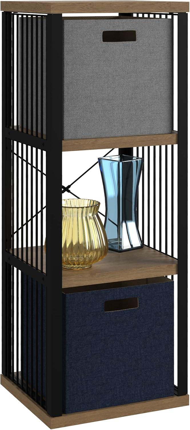imageClosetMaid 4Cube Storage Organizer Bookshelf Storage Shelf Metal Frame Wood Shelves Easy Assembly BlackWheatBlackWheat