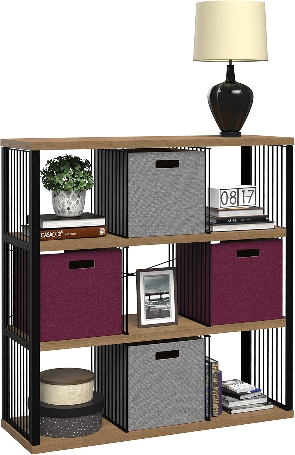 imageClosetMaid 4Cube Storage Organizer Bookshelf Storage Shelf Metal Frame Wood Shelves Easy Assembly BlackWheatBlackWheat