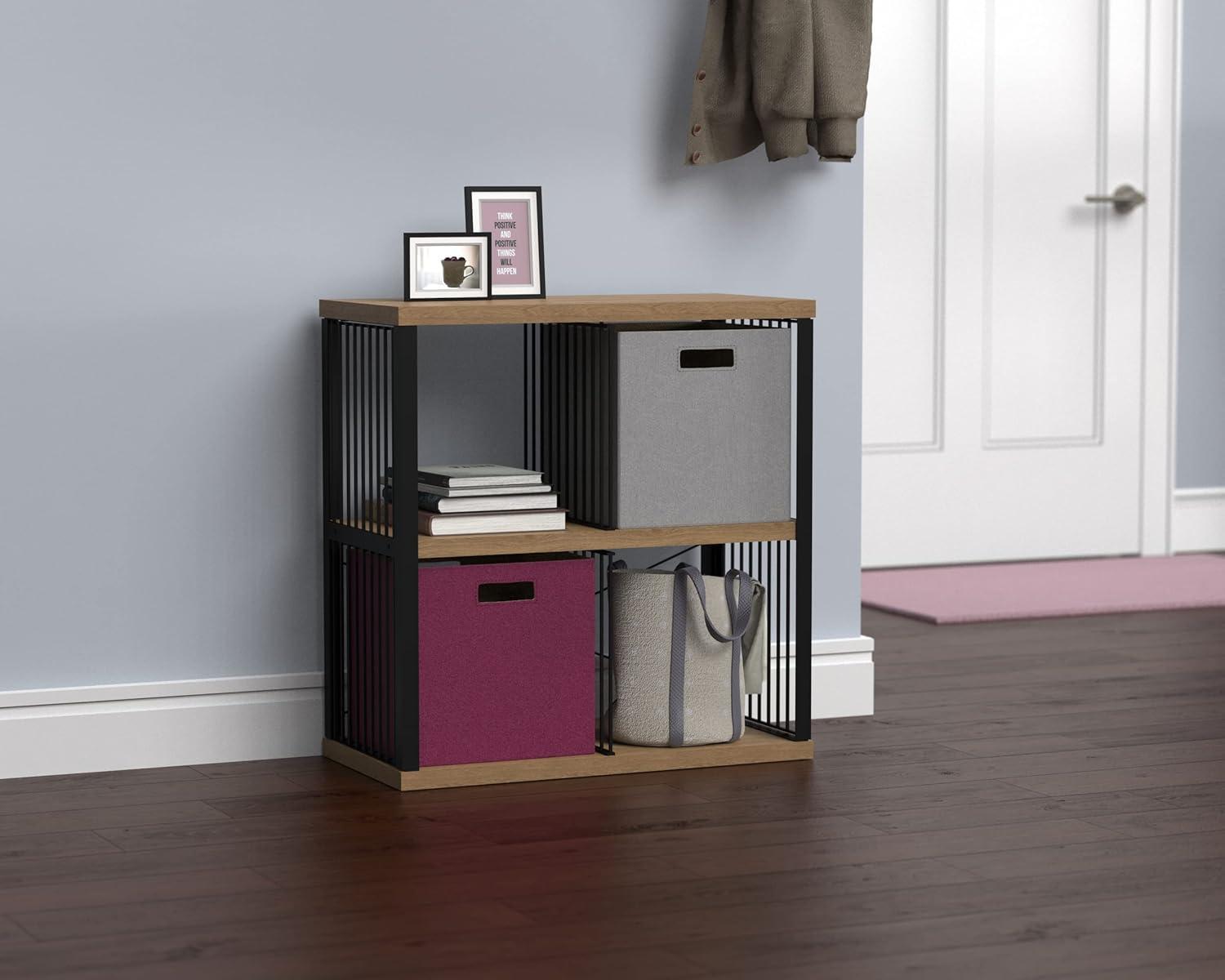 imageClosetMaid 4Cube Storage Organizer Bookshelf Storage Shelf Metal Frame Wood Shelves Easy Assembly BlackWheatBlackWheat