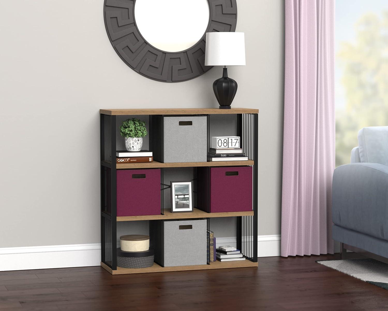 imageClosetMaid 4Cube Storage Organizer Bookshelf Storage Shelf Metal Frame Wood Shelves Easy Assembly BlackWheatBlackWheat