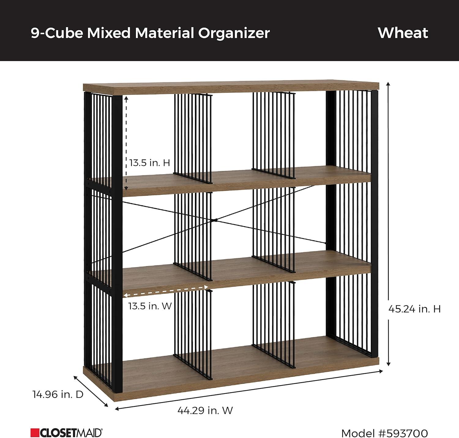 imageClosetMaid 4Cube Storage Organizer Bookshelf Storage Shelf Metal Frame Wood Shelves Easy Assembly BlackWheatBlackWheat