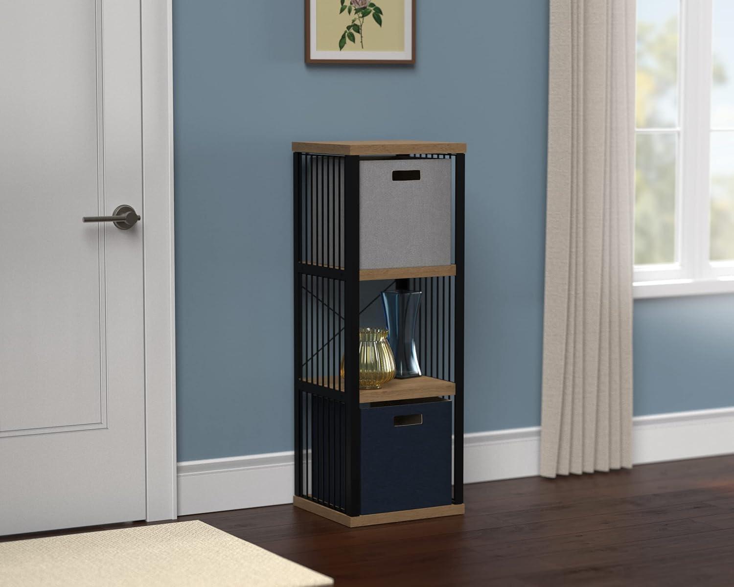 imageClosetMaid 4Cube Storage Organizer Bookshelf Storage Shelf Metal Frame Wood Shelves Easy Assembly BlackWheatBlackWheat