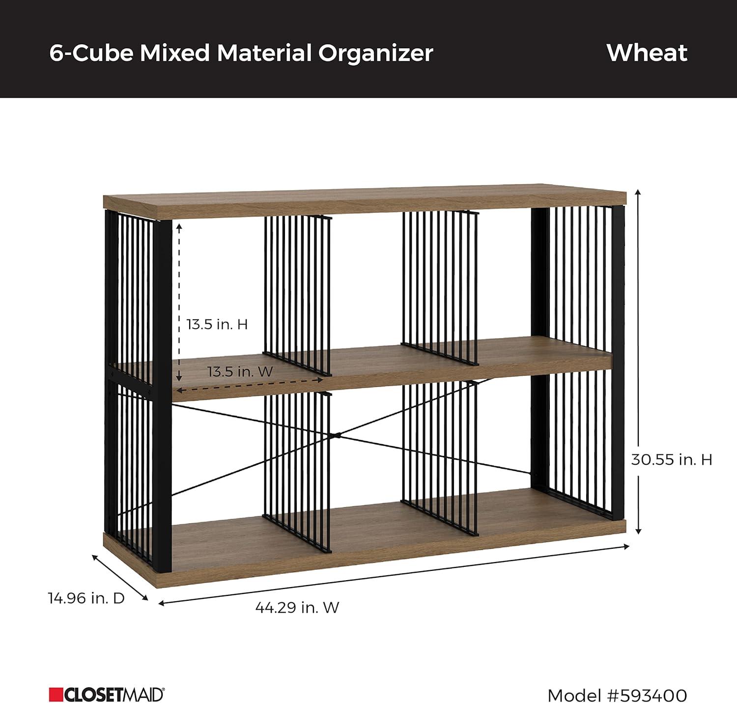 imageClosetMaid 4Cube Storage Organizer Bookshelf Storage Shelf Metal Frame Wood Shelves Easy Assembly BlackWheatBlackWheat