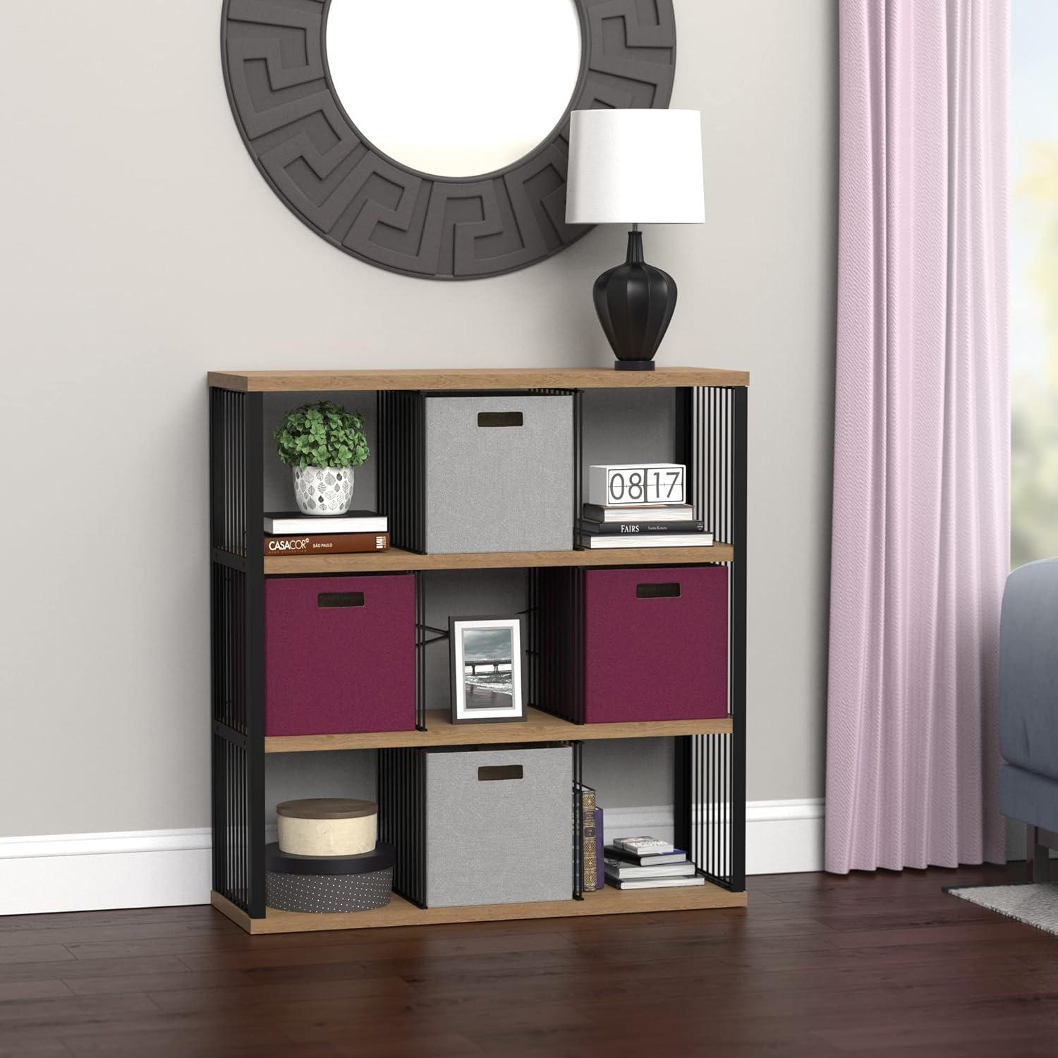 imageClosetMaid 4Cube Storage Organizer Bookshelf Storage Shelf Metal Frame Wood Shelves Easy Assembly BlackWheatBlackWheat