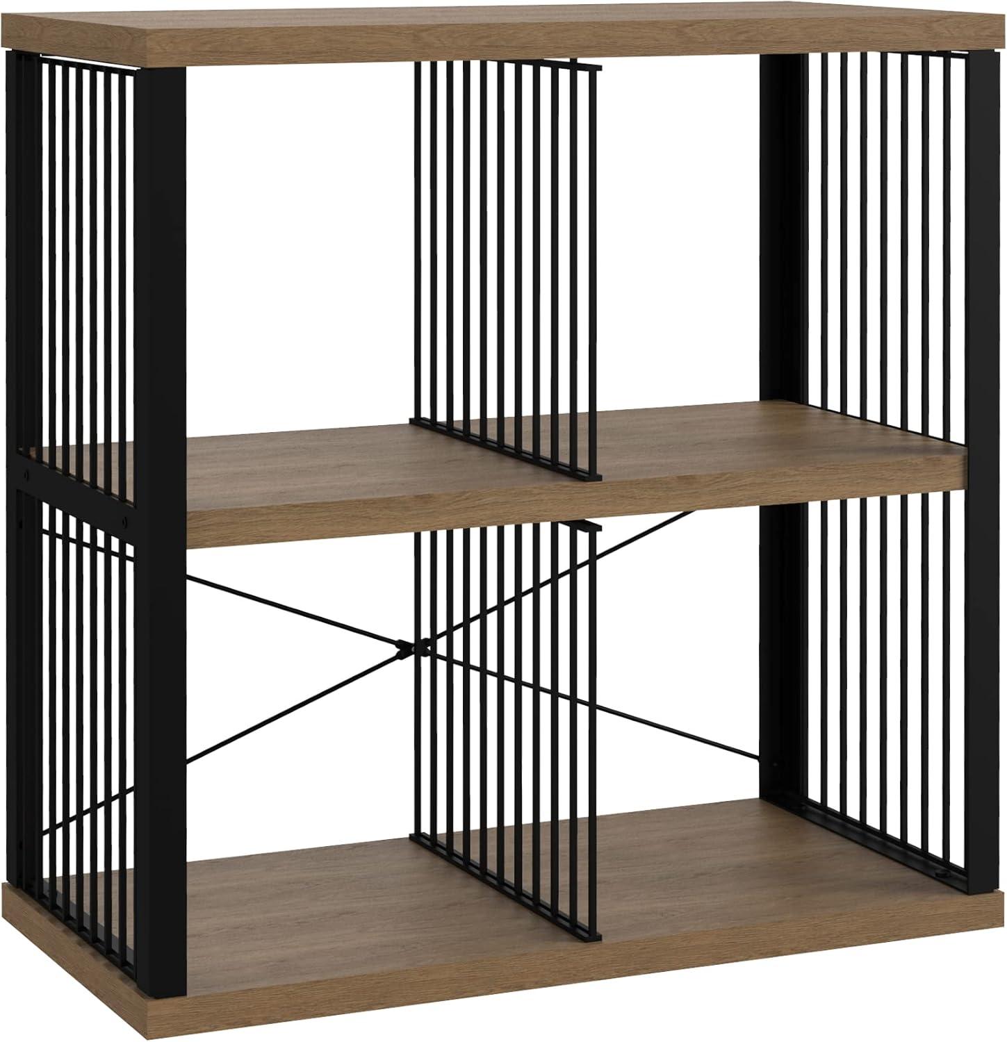 imageClosetMaid 4Cube Storage Organizer Bookshelf Storage Shelf Metal Frame Wood Shelves Easy Assembly BlackWheatBlackWheat