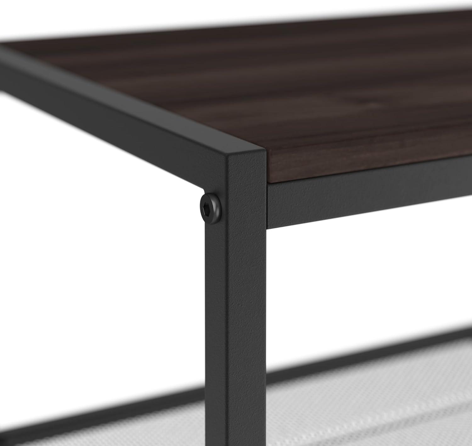 imageClosetMaid 4Tier Shoe Rack Storage Organizer with Wood Top Shelf 3 Metal Mesh Shelves for 12 Pairs of Shoes Modern WalnutBlack4Tier