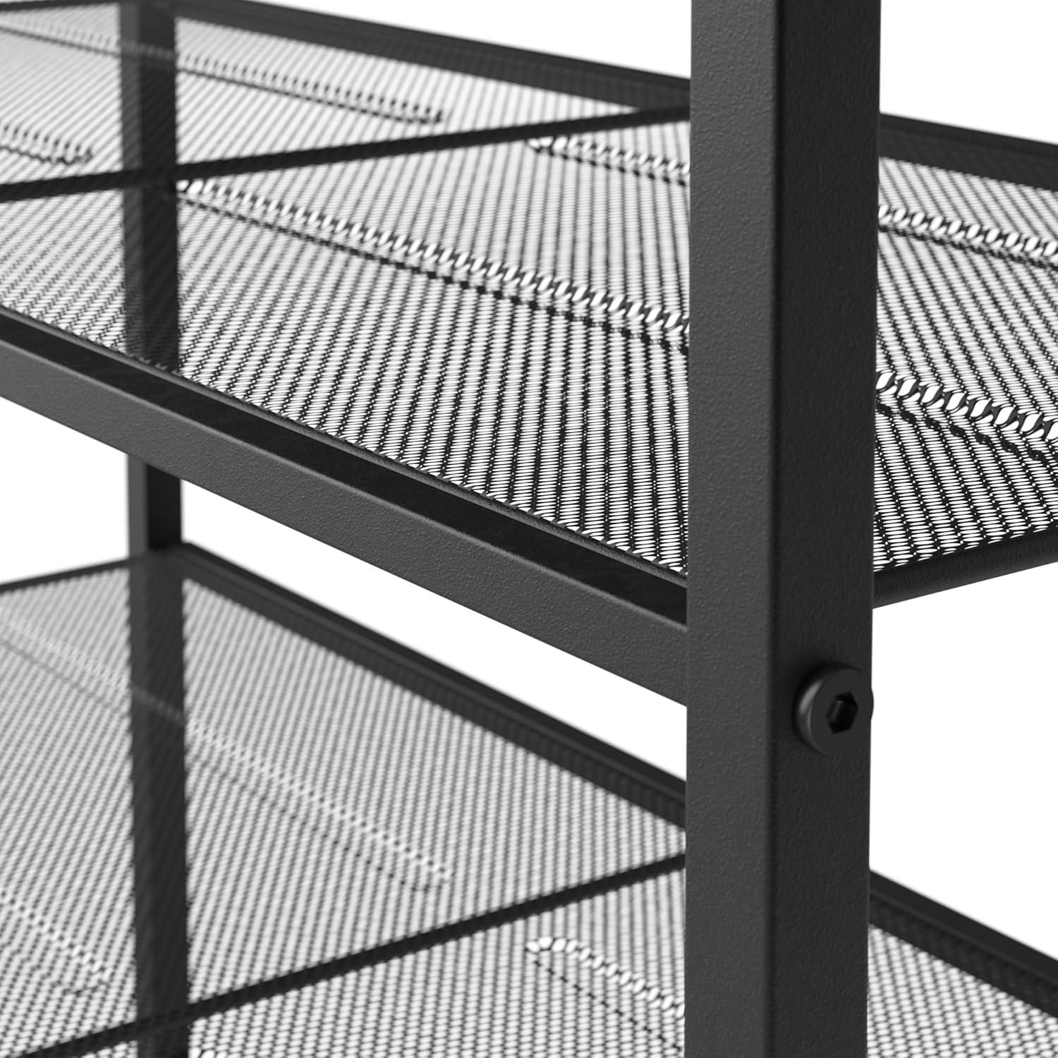 imageClosetMaid 4Tier Shoe Rack Storage Organizer with Wood Top Shelf 3 Metal Mesh Shelves for 12 Pairs of Shoes Modern WalnutBlack4Tier