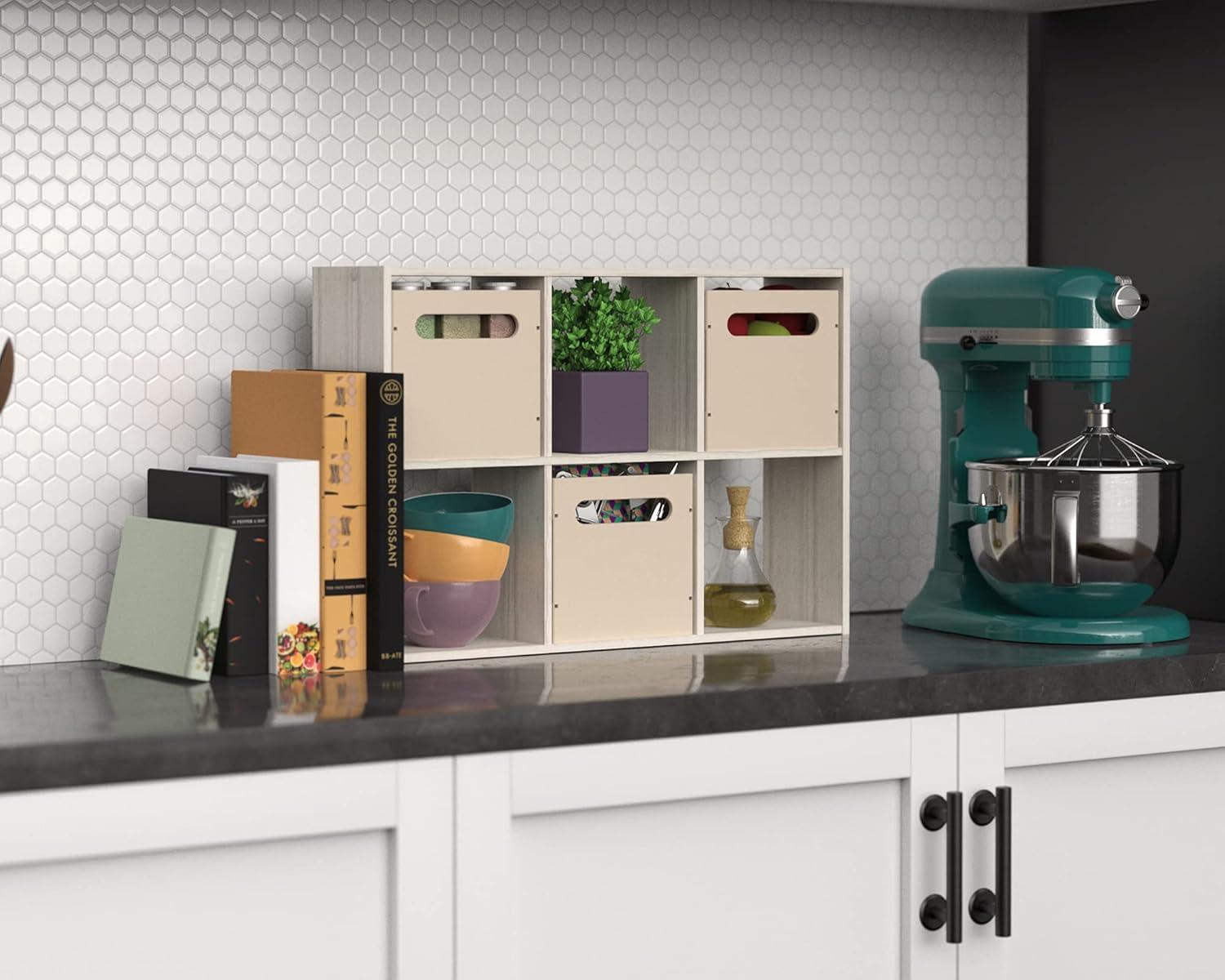 imageClosetMaid 5430 Mini 6Cube Desktop or Wall Mount Organizer Bleached WalnutBleached Walnut