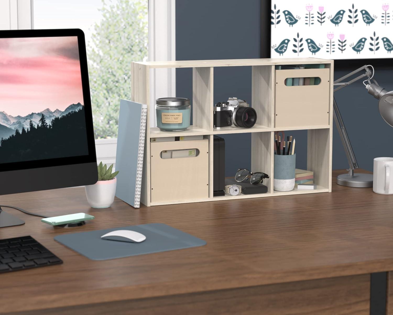 imageClosetMaid 5430 Mini 6Cube Desktop or Wall Mount Organizer Bleached WalnutBleached Walnut