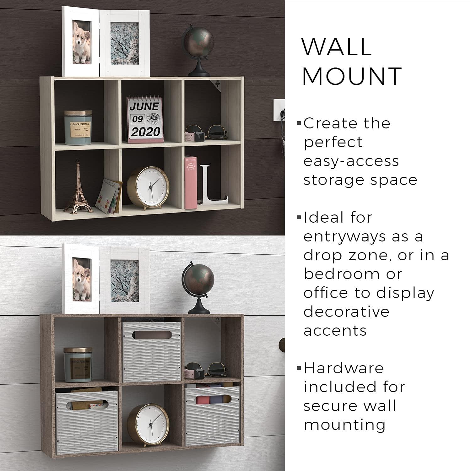 imageClosetMaid 5430 Mini 6Cube Desktop or Wall Mount Organizer Bleached WalnutBleached Walnut