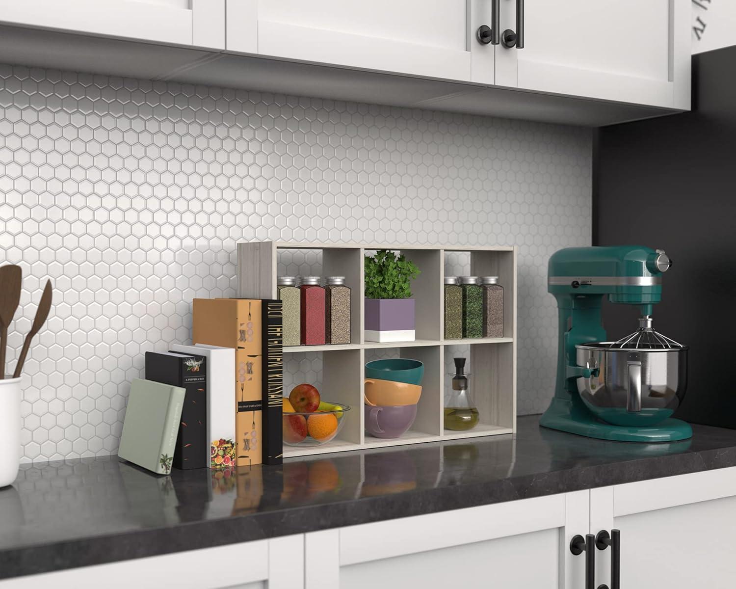 imageClosetMaid 5430 Mini 6Cube Desktop or Wall Mount Organizer Bleached WalnutBleached Walnut