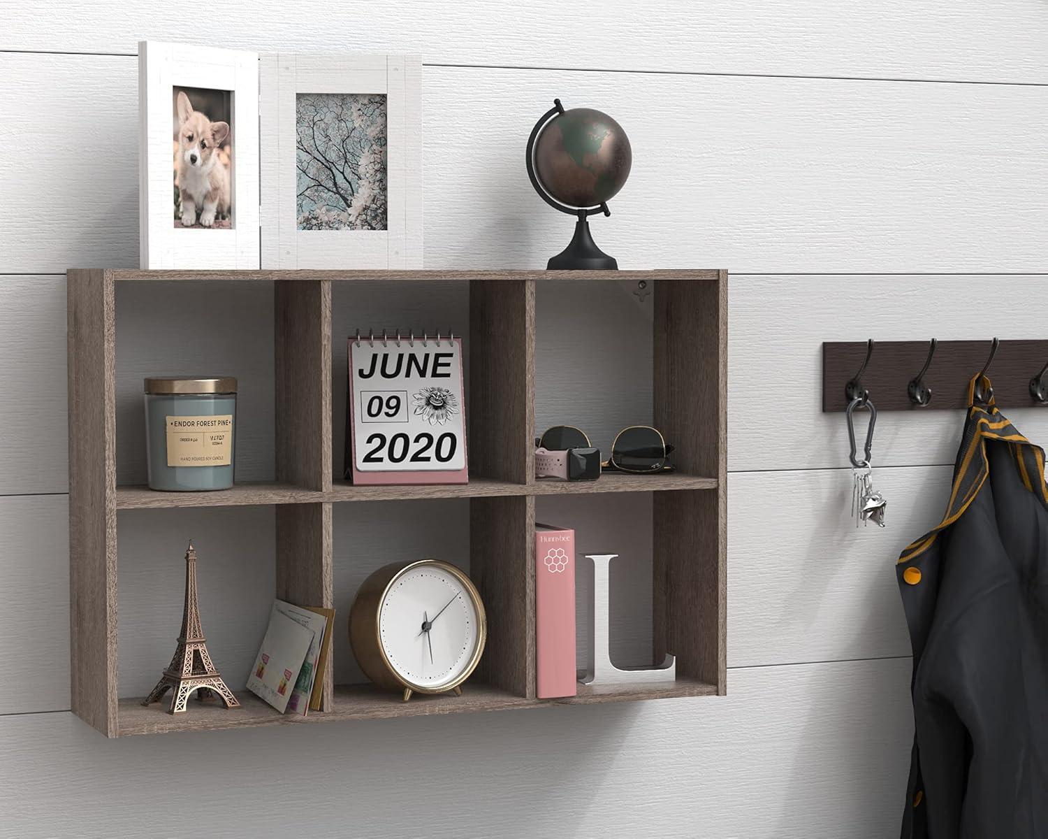 imageClosetMaid 5430 Mini 6Cube Desktop or Wall Mount Organizer Bleached WalnutWeathered Teak