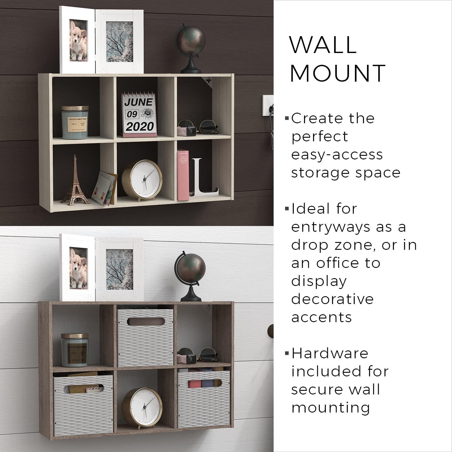 imageClosetMaid 5430 Mini 6Cube Desktop or Wall Mount Organizer Bleached WalnutWeathered Teak