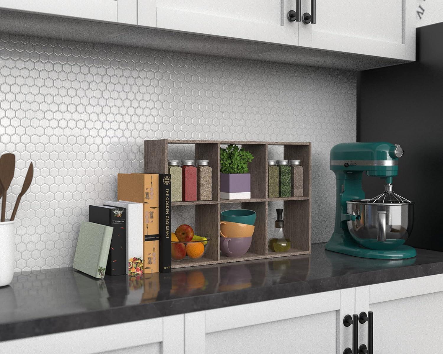 imageClosetMaid 5430 Mini 6Cube Desktop or Wall Mount Organizer Bleached WalnutWeathered Teak