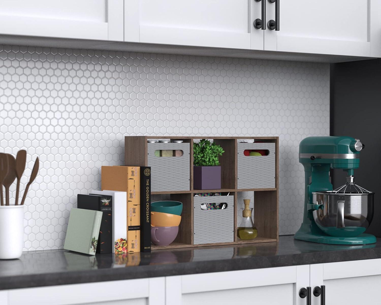 imageClosetMaid 5430 Mini 6Cube Desktop or Wall Mount Organizer Bleached WalnutWeathered Teak