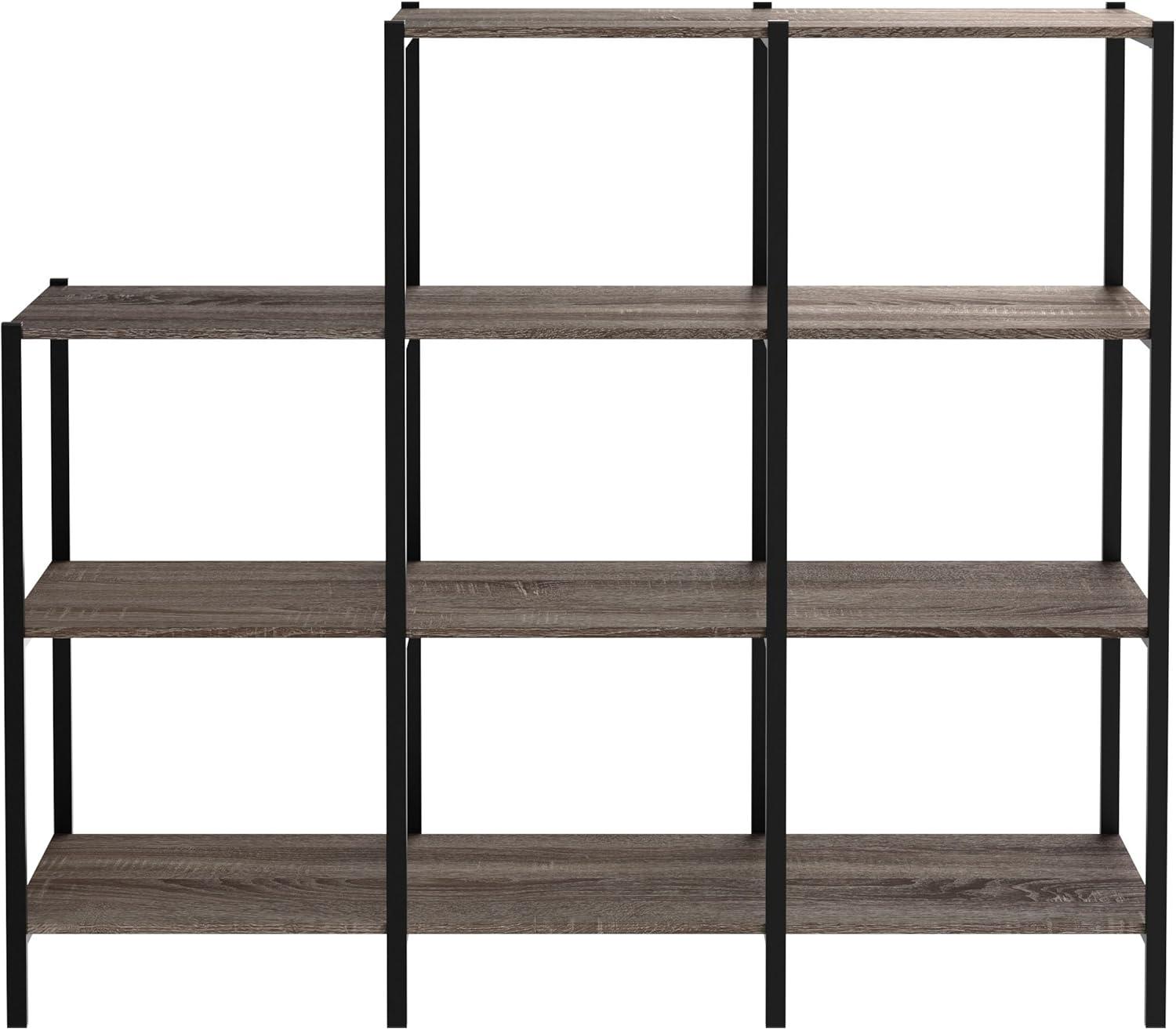 imageClosetMaid Ladder Step Bookcase 5 Tier 7 Shelves Display Shelf for Living Room or Office Industrial Black Metal and Wood Weathered Gray5Tier