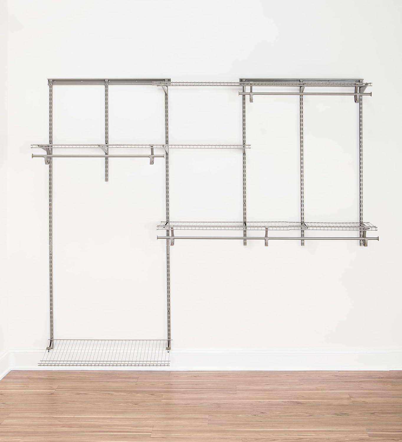 imageClosetMaid ShelfTrack Wire Closet Organizer System Adjustable from 5 to 8 Ft with Shelves Clothes Rods Shoe Shelf Hardware Durable Steel Nickel